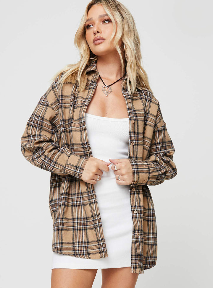 Camicia Tollen a quadri beige 