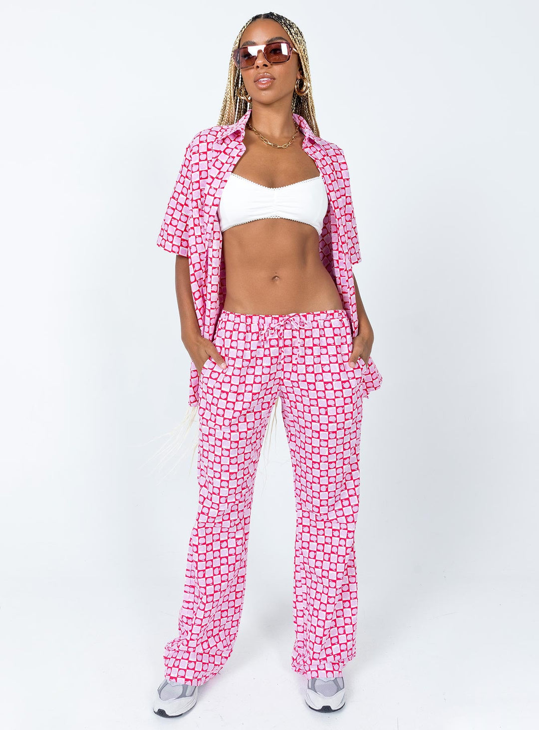 Motel Michita Shirt Apple Check Blush Red