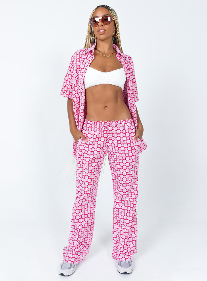 Motel Michita Shirt Apple Check Blush Red