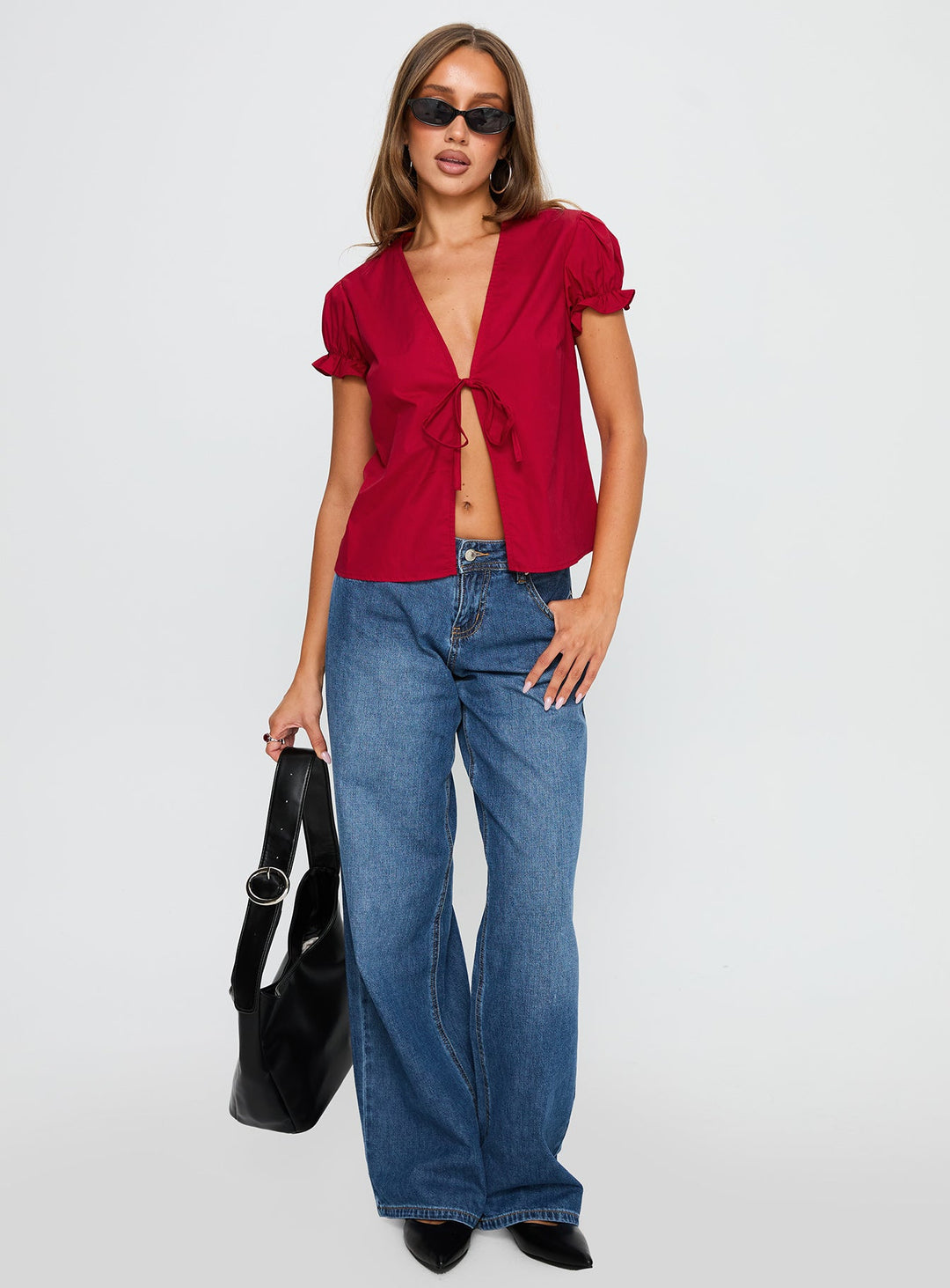 Top rosso con laccetti Starstruck
