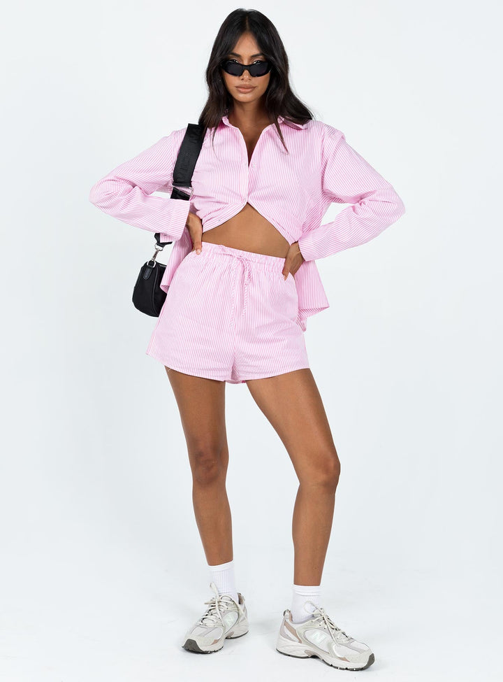 Il set Chloe a righe rosa a basso impatto 