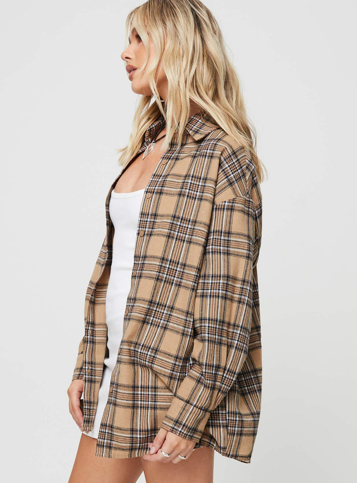 Camicia Tollen a quadri beige 