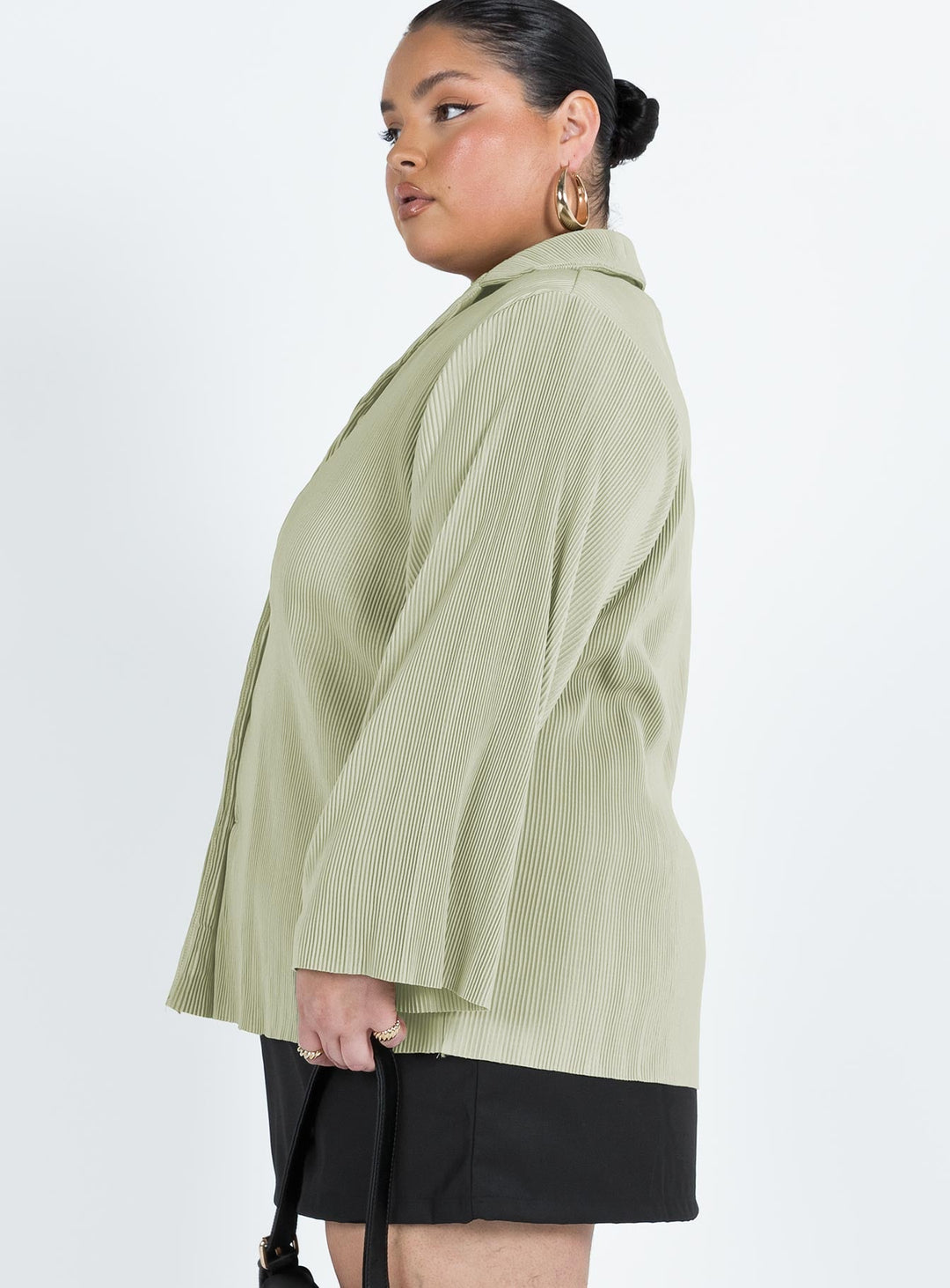Louie Pleated Shirt Sage Curve