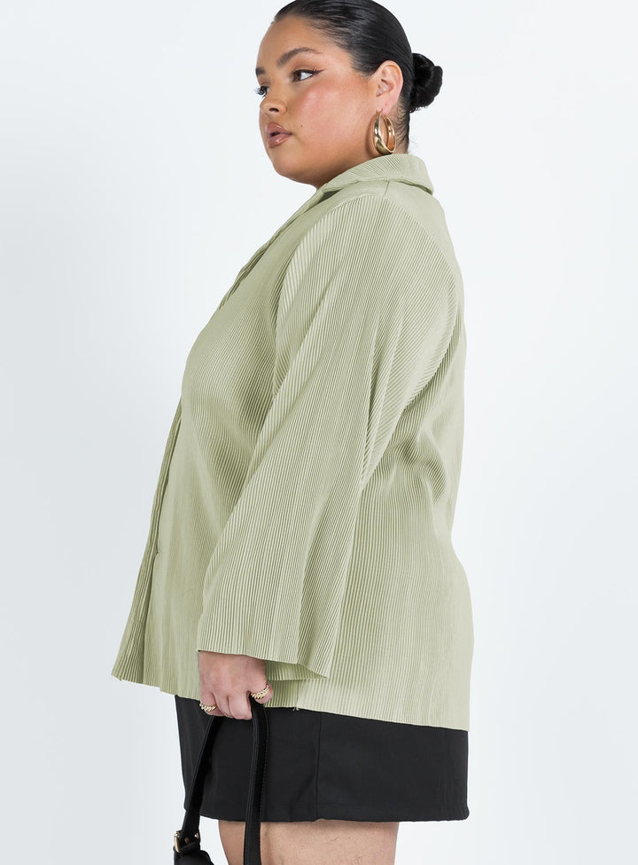 Louie Pleated Shirt Sage Curve