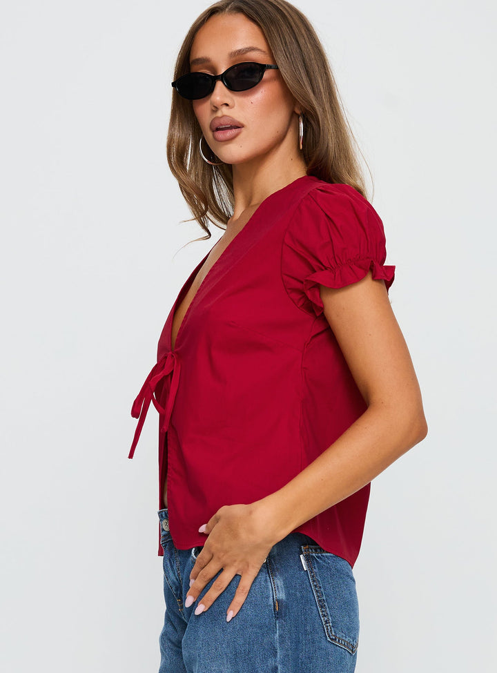 Top rosso con laccetti Starstruck