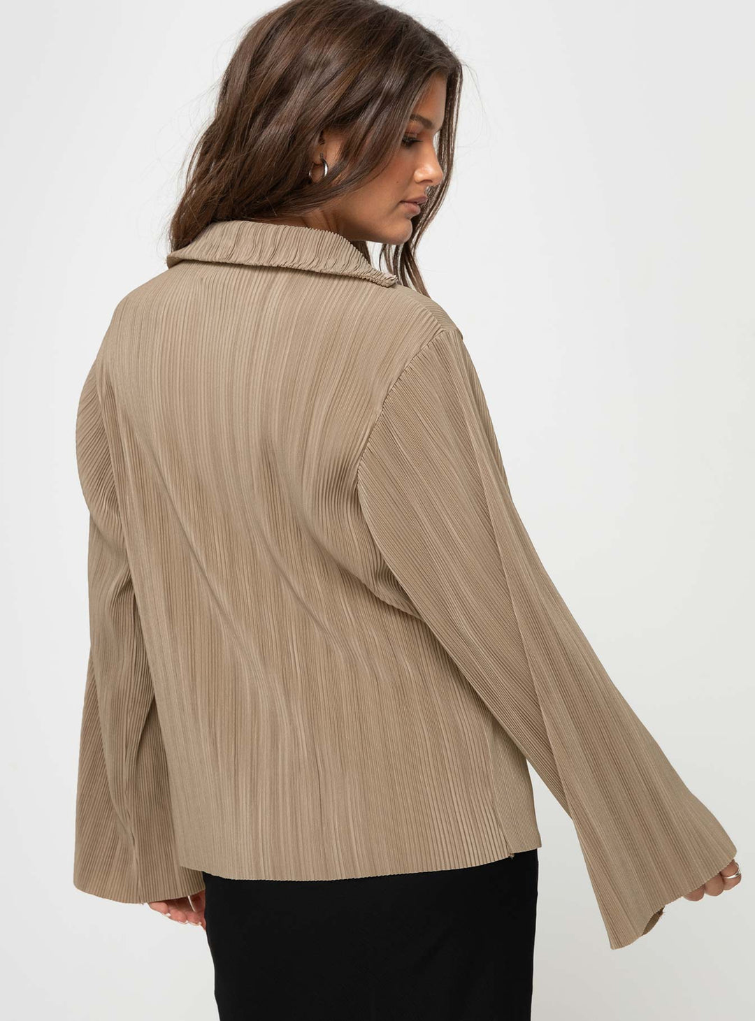 Louie Pleated Shirt Beige
