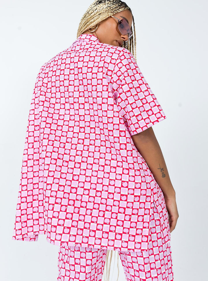 Motel Michita Shirt Apple Check Blush Red
