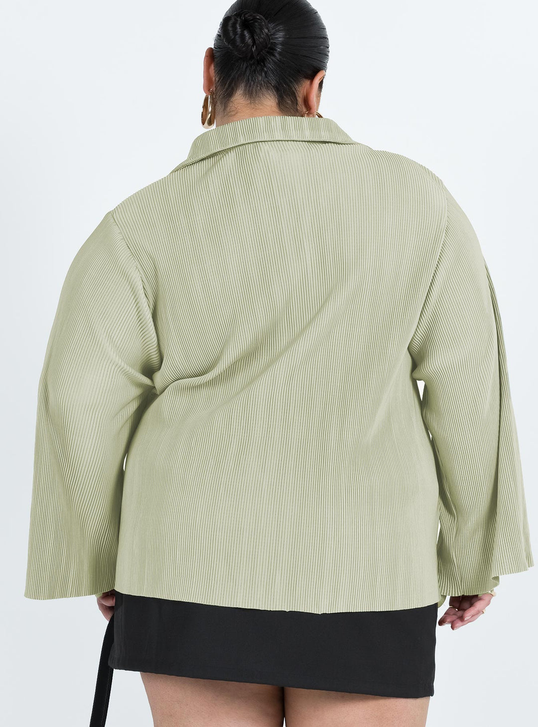 Louie Pleated Shirt Sage Curve
