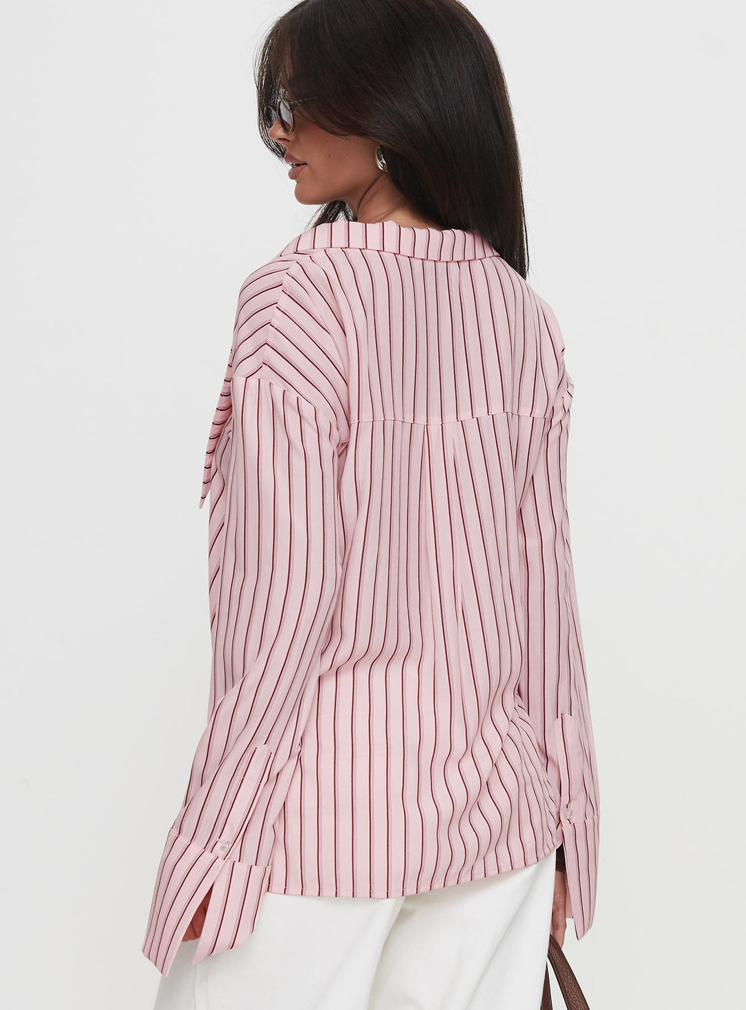 Camicia Calistoga con colletto profondo e righe rosa