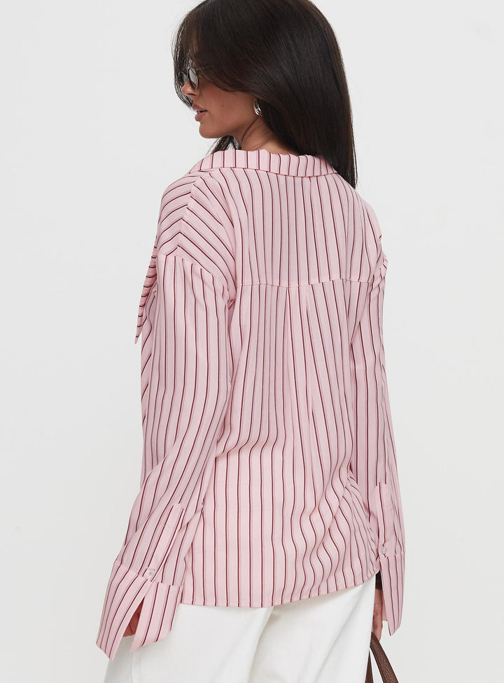 Camicia Calistoga con colletto profondo e righe rosa