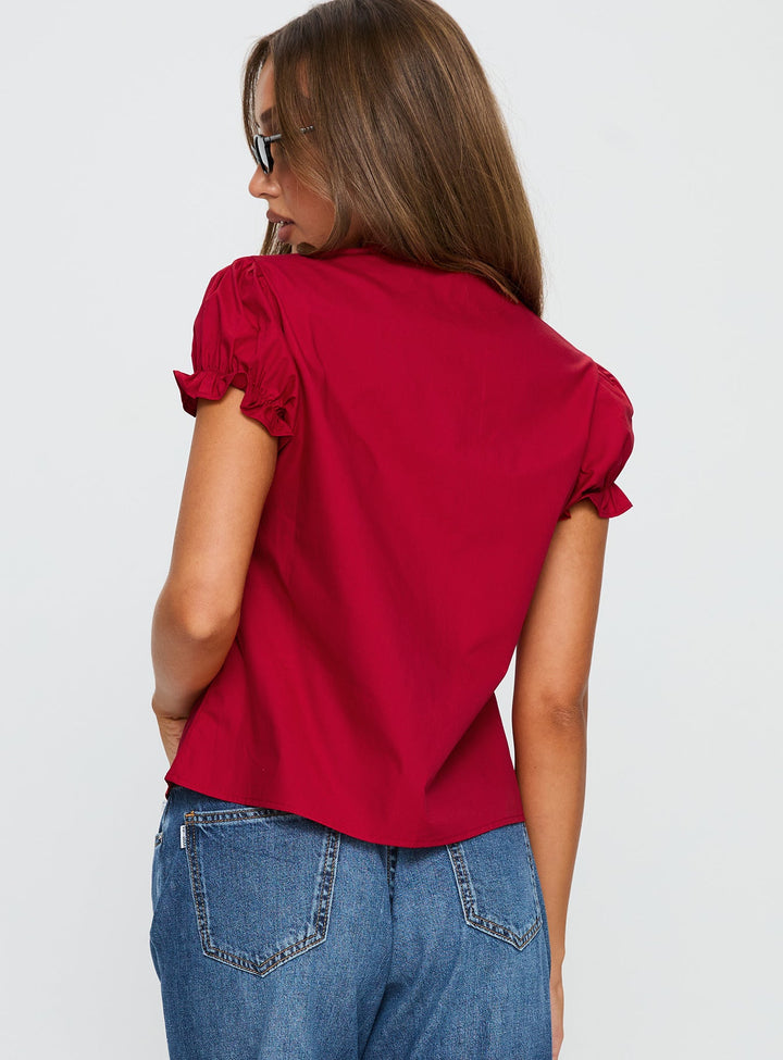 Top rosso con laccetti Starstruck