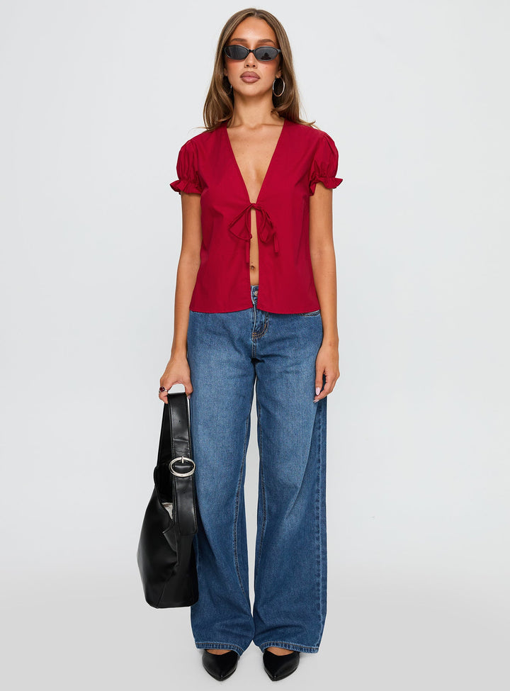Top rosso con laccetti Starstruck